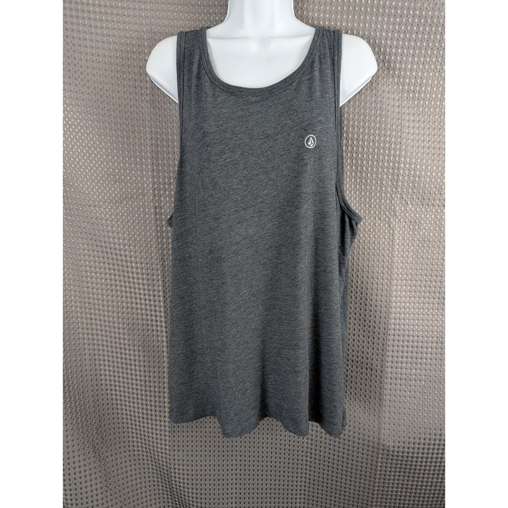 Volcom Mens Tank Top XL Charcoal Gray Heathered Sleeveless Stone Logo Tee